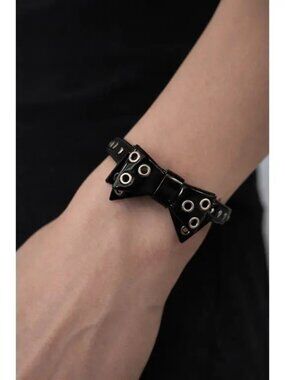 Vintage Dior Black Patent Leather Bow Bracelet